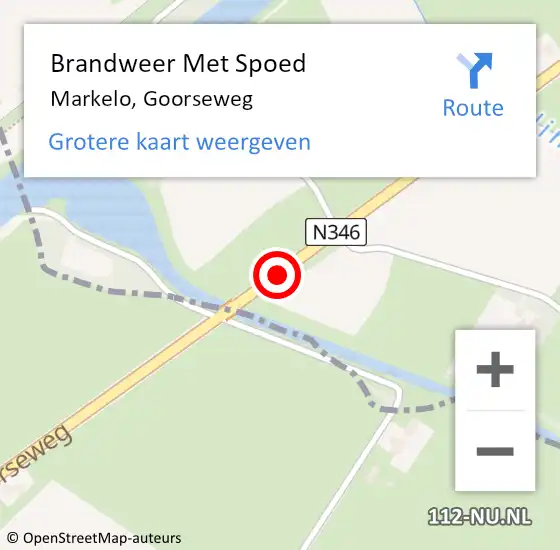 Locatie op kaart van de 112 melding: Brandweer Met Spoed Naar Markelo, Goorseweg op 17 maart 2018 18:52