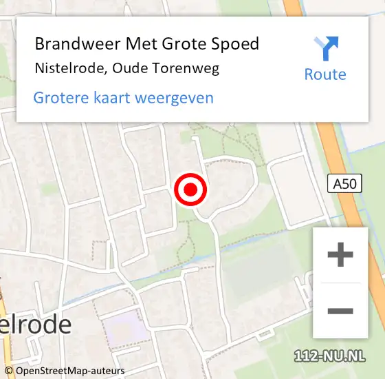 Locatie op kaart van de 112 melding: Brandweer Met Grote Spoed Naar Nistelrode, Oude Torenweg op 17 maart 2018 18:56