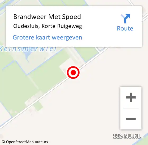 Locatie op kaart van de 112 melding: Brandweer Met Spoed Naar Oudesluis, Korte Ruigeweg op 17 maart 2018 18:57