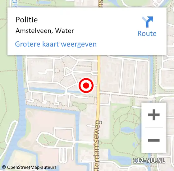 Locatie op kaart van de 112 melding: Politie Amstelveen, Water op 17 maart 2018 19:10