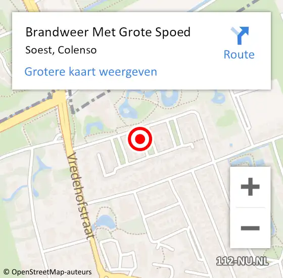 Locatie op kaart van de 112 melding: Brandweer Met Grote Spoed Naar Soest, Colenso op 17 maart 2018 19:10