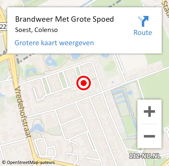 Locatie op kaart van de 112 melding: Brandweer Met Grote Spoed Naar Soest, Colenso op 17 maart 2018 19:16