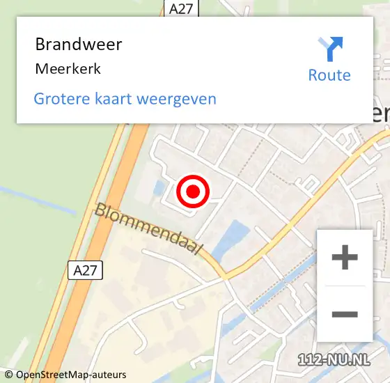 Locatie op kaart van de 112 melding: Brandweer Meerkerk op 17 maart 2018 19:30