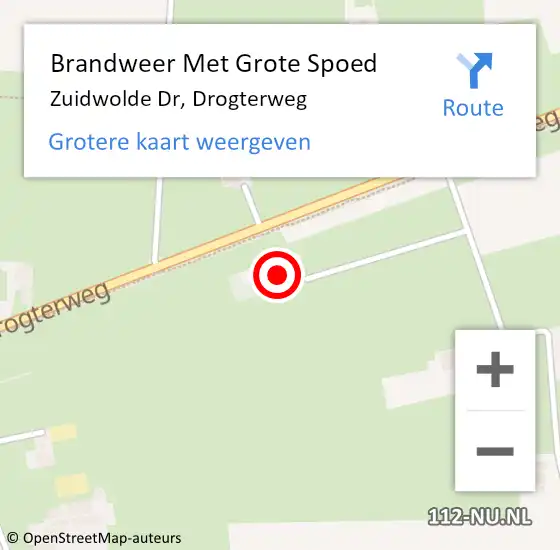 Locatie op kaart van de 112 melding: Brandweer Met Grote Spoed Naar Zuidwolde Dr, Drogterweg op 17 maart 2018 19:55