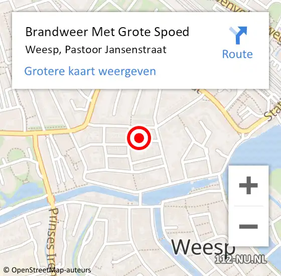 Locatie op kaart van de 112 melding: Brandweer Met Grote Spoed Naar Weesp, Pastoor Jansenstraat op 17 maart 2018 20:56