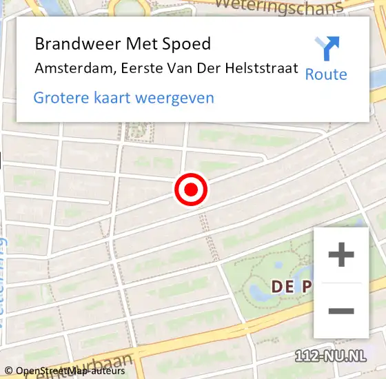 Locatie op kaart van de 112 melding: Brandweer Met Spoed Naar Amsterdam, Eerste Van Der Helststraat op 17 maart 2018 21:44