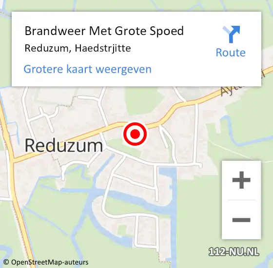 Locatie op kaart van de 112 melding: Brandweer Met Grote Spoed Naar Reduzum, Haedstrjitte op 17 maart 2018 22:53