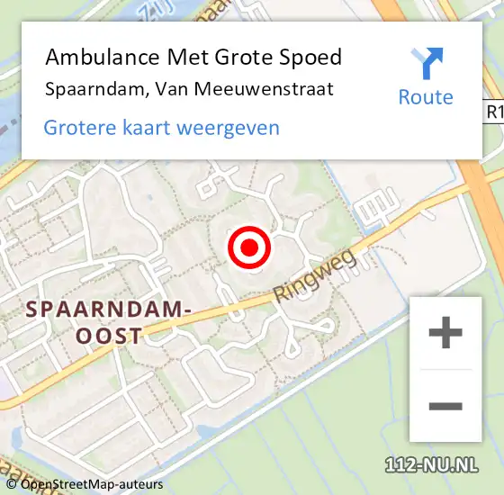 Locatie op kaart van de 112 melding: Ambulance Met Grote Spoed Naar Spaarndam, Van Meeuwenstraat op 17 maart 2018 23:07