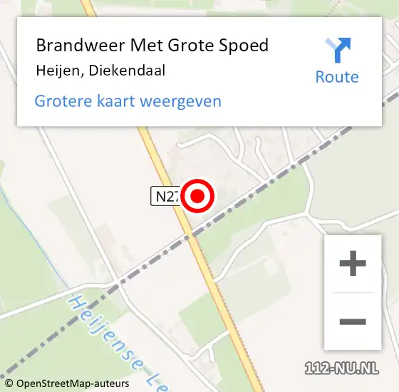 Locatie op kaart van de 112 melding: Brandweer Met Grote Spoed Naar Heijen, Diekendaal op 17 maart 2018 23:14