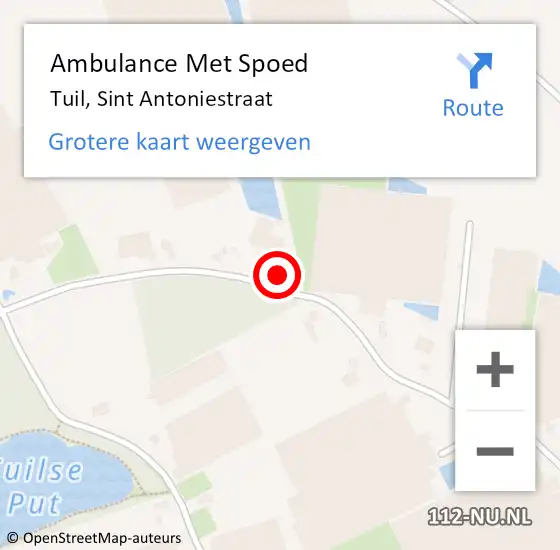 Locatie op kaart van de 112 melding: Ambulance Met Spoed Naar Tuil, Sint Antoniestraat op 17 maart 2018 23:30