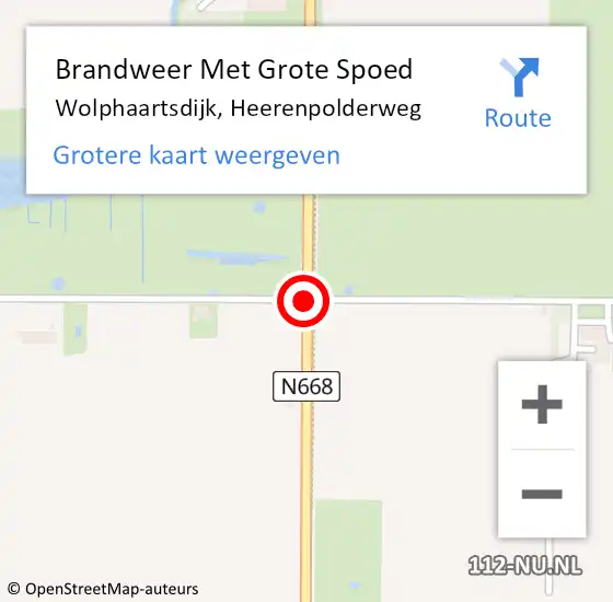 Locatie op kaart van de 112 melding: Brandweer Met Grote Spoed Naar Wolphaartsdijk, Heerenpolderweg op 17 maart 2018 23:54