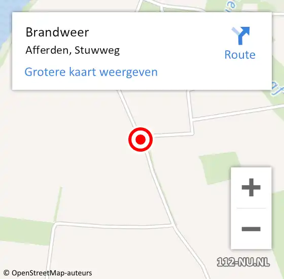 Locatie op kaart van de 112 melding: Brandweer Afferden, Stuwweg op 18 maart 2018 00:01