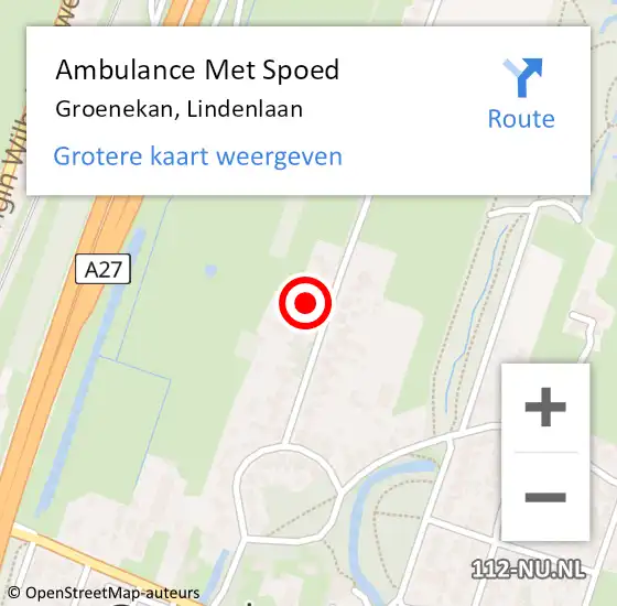 Locatie op kaart van de 112 melding: Ambulance Met Spoed Naar Groenekan, Lindenlaan op 18 maart 2018 00:38
