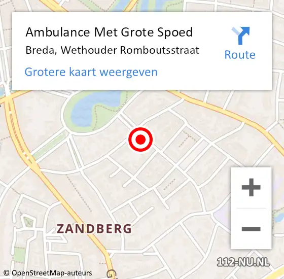 Locatie op kaart van de 112 melding: Ambulance Met Grote Spoed Naar Breda, Wethouder Romboutsstraat op 18 maart 2018 00:43