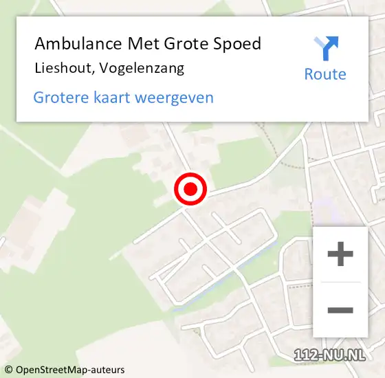 Locatie op kaart van de 112 melding: Ambulance Met Grote Spoed Naar Lieshout, Vogelenzang op 18 maart 2018 01:16