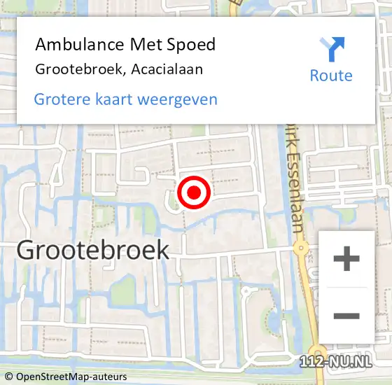 Locatie op kaart van de 112 melding: Ambulance Met Spoed Naar Grootebroek, Acacialaan op 18 maart 2018 01:41