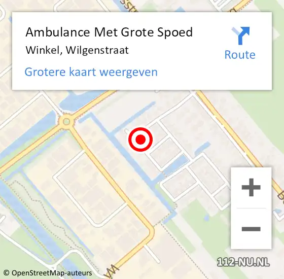 Locatie op kaart van de 112 melding: Ambulance Met Grote Spoed Naar Winkel, Wilgenstraat op 18 maart 2018 02:35