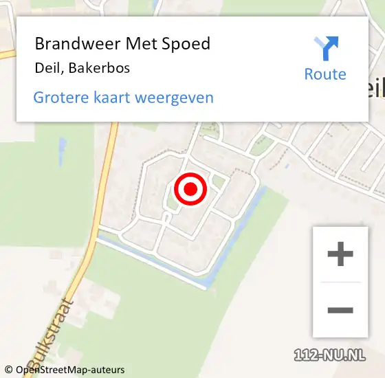 Locatie op kaart van de 112 melding: Brandweer Met Spoed Naar Deil, Bakerbos op 18 maart 2018 02:42