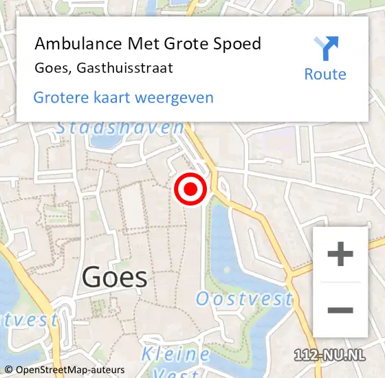 Locatie op kaart van de 112 melding: Ambulance Met Grote Spoed Naar Goes, Gasthuisstraat op 18 maart 2018 02:42