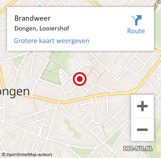 Locatie op kaart van de 112 melding: Brandweer Dongen, Looiershof op 18 maart 2018 03:16