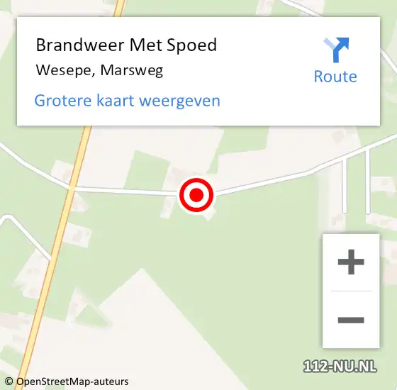 Locatie op kaart van de 112 melding: Brandweer Met Spoed Naar Wesepe, Marsweg op 18 maart 2018 03:39