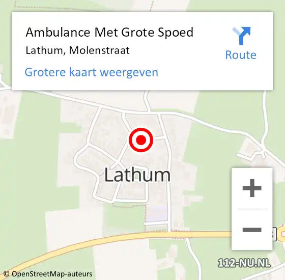 Locatie op kaart van de 112 melding: Ambulance Met Grote Spoed Naar Lathum, Molenstraat op 18 maart 2018 05:28