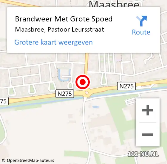 Locatie op kaart van de 112 melding: Brandweer Met Grote Spoed Naar Maasbree, Pastoor Leursstraat op 18 maart 2018 07:14