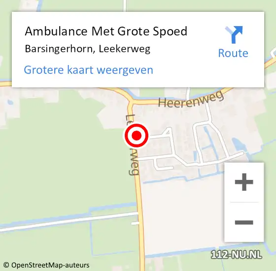 Locatie op kaart van de 112 melding: Ambulance Met Grote Spoed Naar Barsingerhorn, Leekerweg op 18 maart 2018 08:21