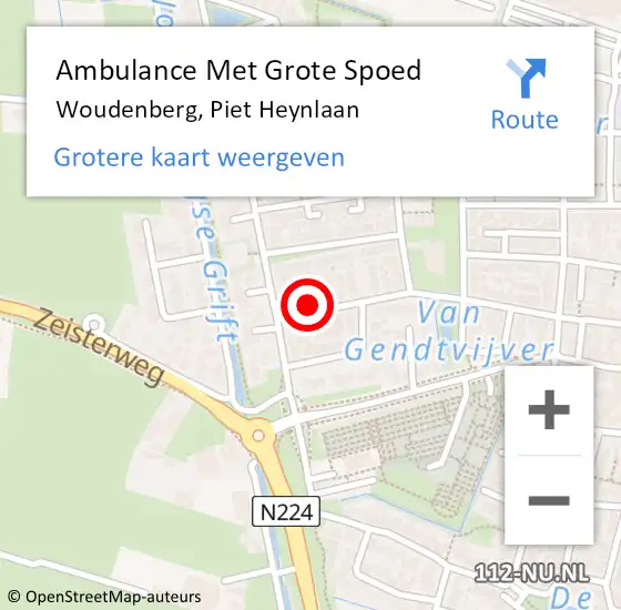 Locatie op kaart van de 112 melding: Ambulance Met Grote Spoed Naar Woudenberg, Piet Heynlaan op 18 maart 2018 09:31