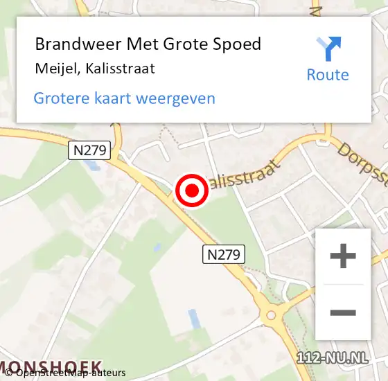 Locatie op kaart van de 112 melding: Brandweer Met Grote Spoed Naar Meijel, Kalisstraat op 18 maart 2018 09:59