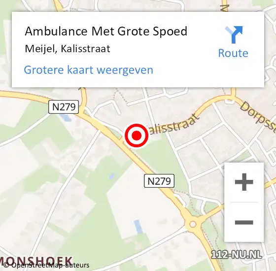 Locatie op kaart van de 112 melding: Ambulance Met Grote Spoed Naar Meijel, Kalisstraat op 18 maart 2018 10:04