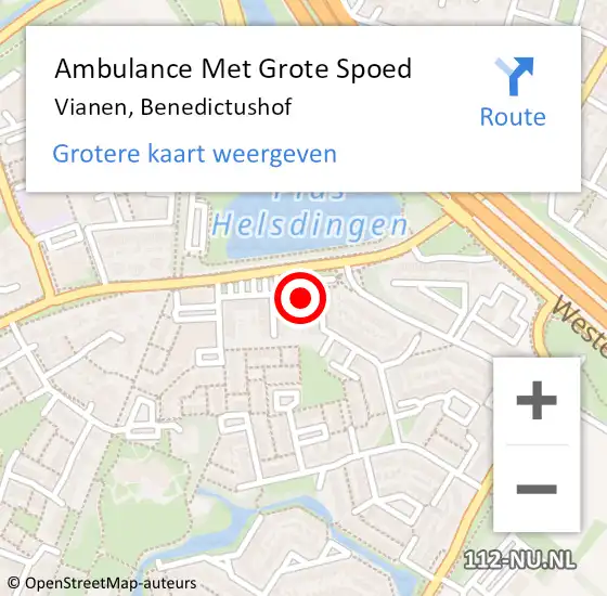 Locatie op kaart van de 112 melding: Ambulance Met Grote Spoed Naar Vianen, Benedictushof op 18 maart 2018 10:07