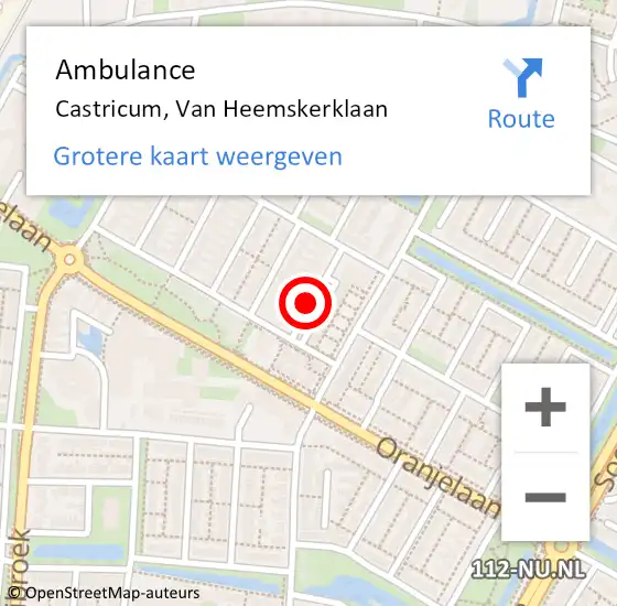 Locatie op kaart van de 112 melding: Ambulance Castricum, Van Heemskerklaan op 18 maart 2018 10:24