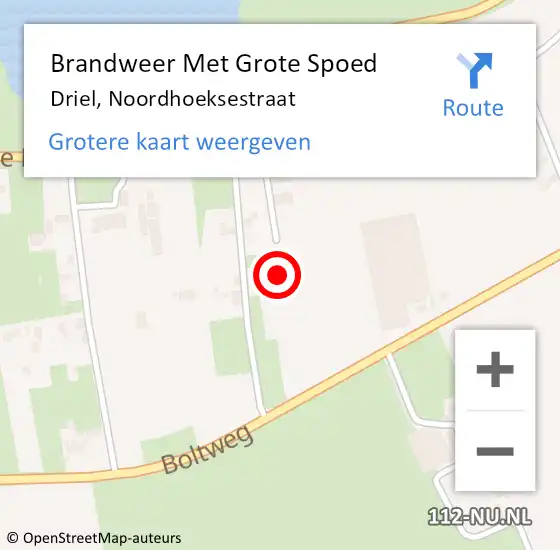 Locatie op kaart van de 112 melding: Brandweer Met Grote Spoed Naar Driel, Noordhoeksestraat op 18 maart 2018 11:15