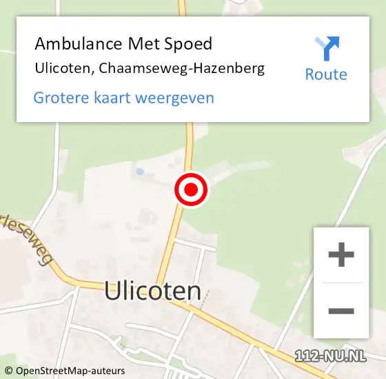 Locatie op kaart van de 112 melding: Ambulance Met Spoed Naar Ulicoten, Chaamseweg-Hazenberg op 18 maart 2018 11:45