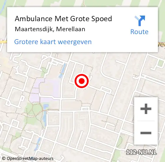 Locatie op kaart van de 112 melding: Ambulance Met Grote Spoed Naar Maartensdijk, Merellaan op 18 maart 2018 12:29