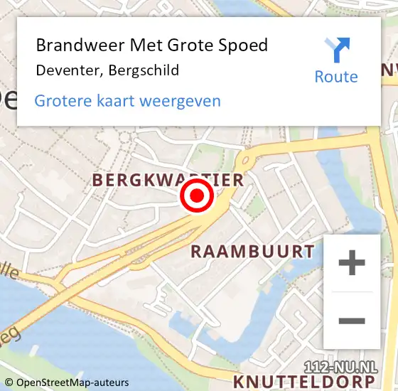 Locatie op kaart van de 112 melding: Brandweer Met Grote Spoed Naar Deventer, Bergschild op 18 maart 2018 13:44