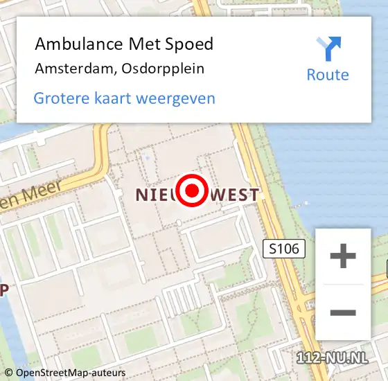 Locatie op kaart van de 112 melding: Ambulance Met Spoed Naar Amsterdam, Osdorpplein op 18 maart 2018 13:47