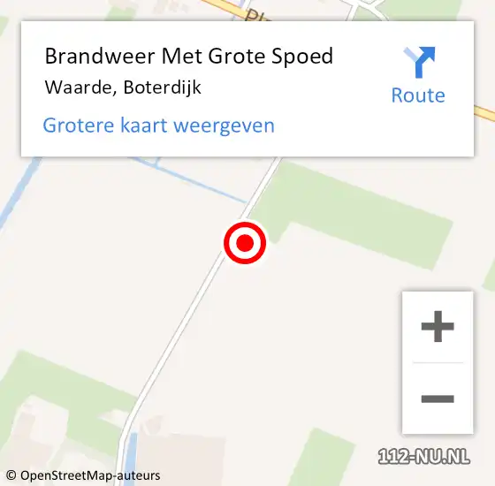 Locatie op kaart van de 112 melding: Brandweer Met Grote Spoed Naar Waarde, Boterdijk op 18 maart 2018 13:52