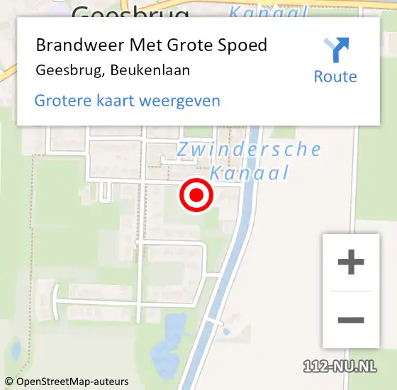 Locatie op kaart van de 112 melding: Brandweer Met Grote Spoed Naar Geesbrug, Beukenlaan op 18 maart 2018 14:17