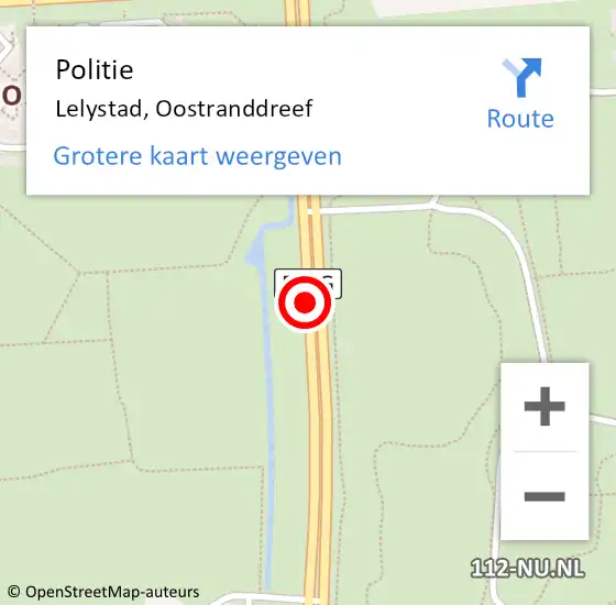 Locatie op kaart van de 112 melding: Politie Lelystad, Oostranddreef op 18 maart 2018 14:40