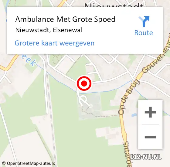 Locatie op kaart van de 112 melding: Ambulance Met Grote Spoed Naar Nieuwstadt, Elsenewal op 18 maart 2018 14:53