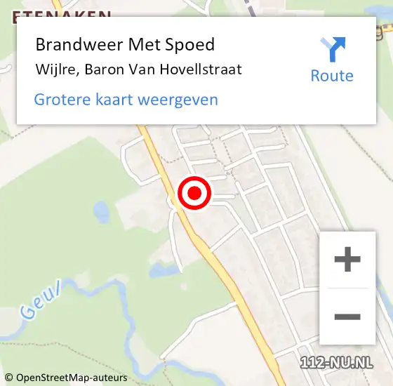 Locatie op kaart van de 112 melding: Brandweer Met Spoed Naar Wijlre, Baron Van Hovellstraat op 18 maart 2018 14:54