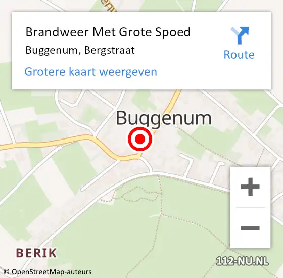 Locatie op kaart van de 112 melding: Brandweer Met Grote Spoed Naar Buggenum, Bergstraat op 18 maart 2018 14:59