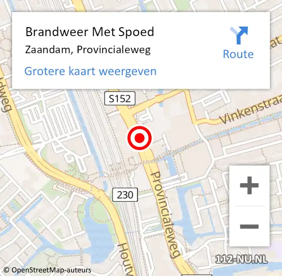 Locatie op kaart van de 112 melding: Brandweer Met Spoed Naar Zaandam, Provincialeweg op 18 maart 2018 15:12