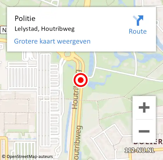 Locatie op kaart van de 112 melding: Politie Lelystad, Houtribweg op 18 maart 2018 15:41