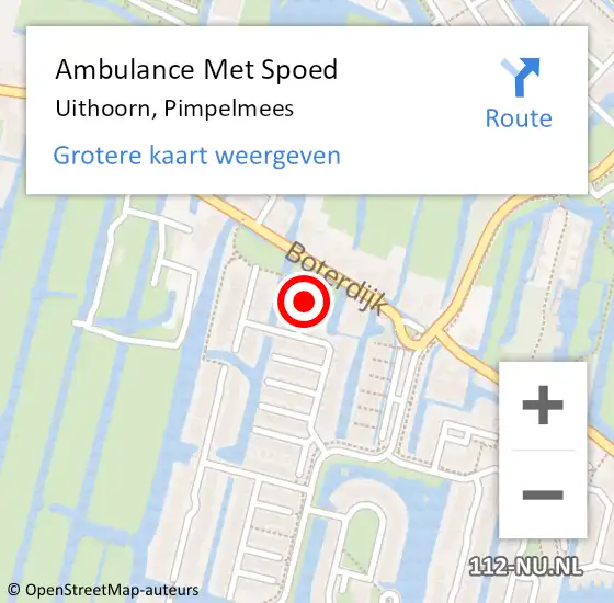 Locatie op kaart van de 112 melding: Ambulance Met Spoed Naar Uithoorn, Pimpelmees op 18 maart 2018 16:37