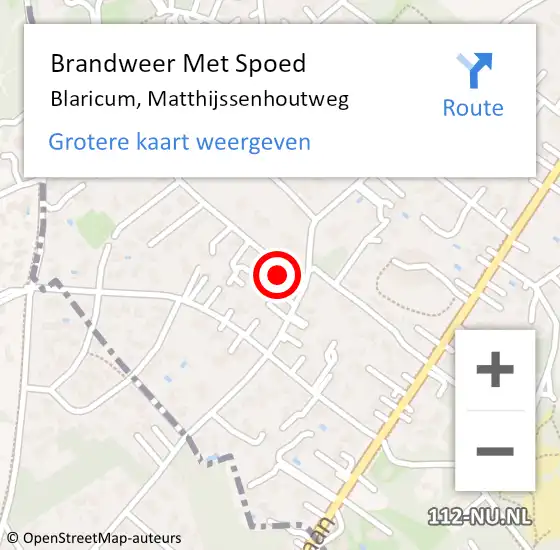 Locatie op kaart van de 112 melding: Brandweer Met Spoed Naar Blaricum, Matthijssenhoutweg op 18 maart 2018 16:59