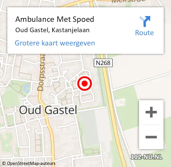 Locatie op kaart van de 112 melding: Ambulance Met Spoed Naar Oud Gastel, Kastanjelaan op 18 maart 2018 17:19