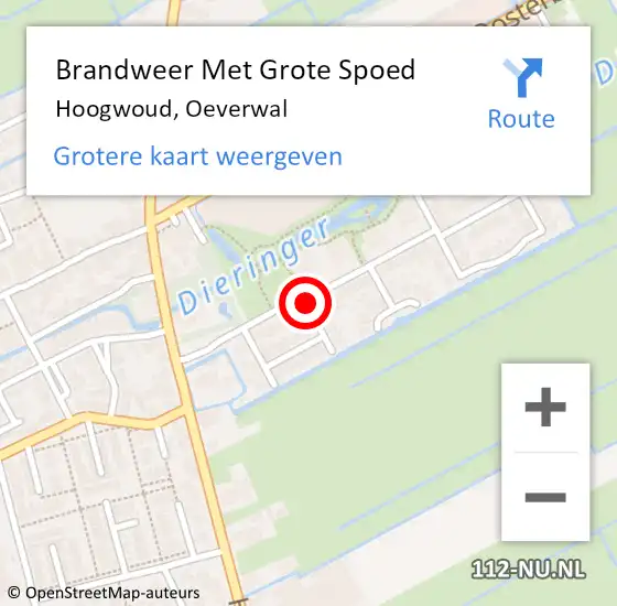 Locatie op kaart van de 112 melding: Brandweer Met Grote Spoed Naar Hoogwoud, Oeverwal op 18 maart 2018 17:25